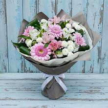 Букет цветов из:  Герберы, Альстромерии и Хризантемы в Камское Устье
