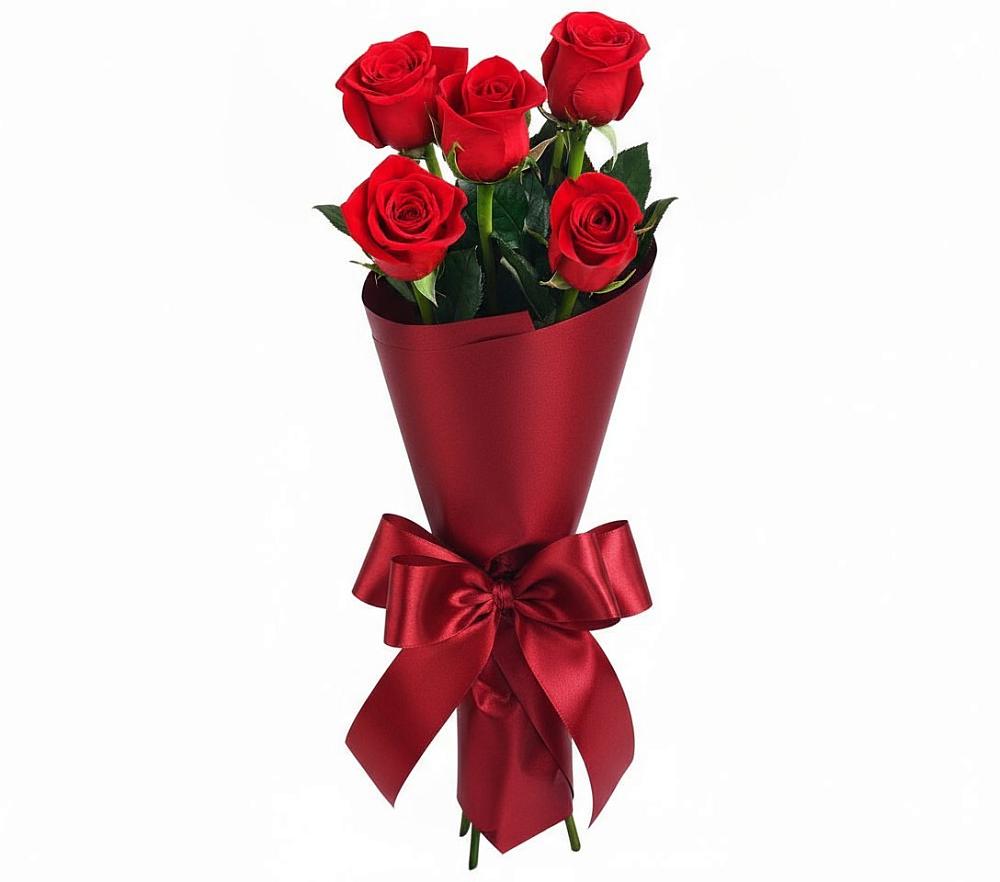 Букет 5 Красных роз Эдлесс Лав в Камское Устье