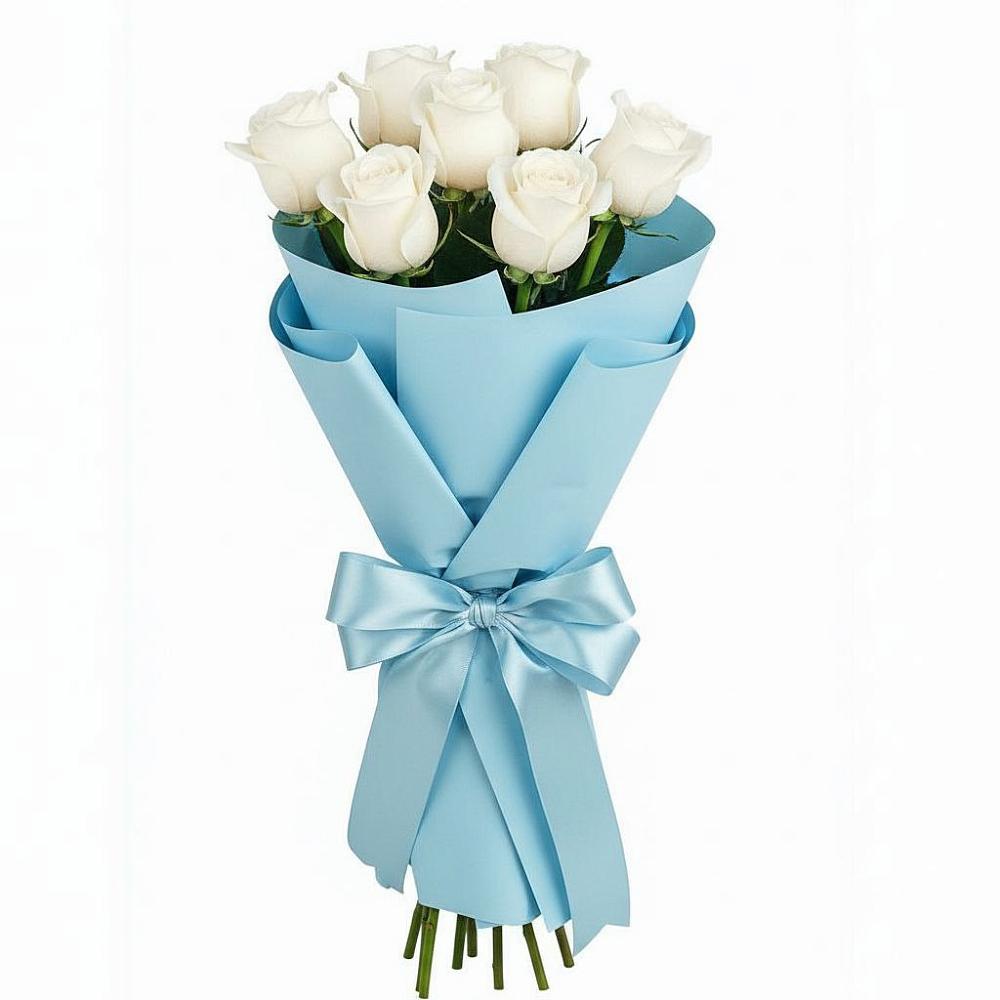 Букет 7 белых роз Проуд в Камское Устье
