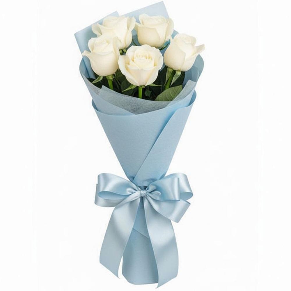 Букет 5 Белых роз Проуд в Камское Устье