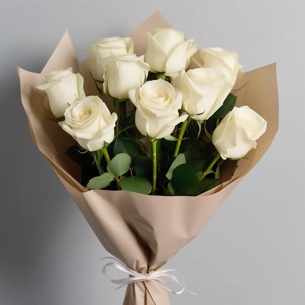 Букет 9 Белых роз Эдлесс Лав в Камское Устье