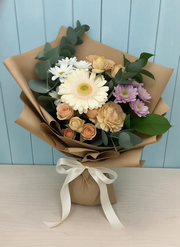 Букет цветов из: Герберы и Хризантемы в Камское Устье
