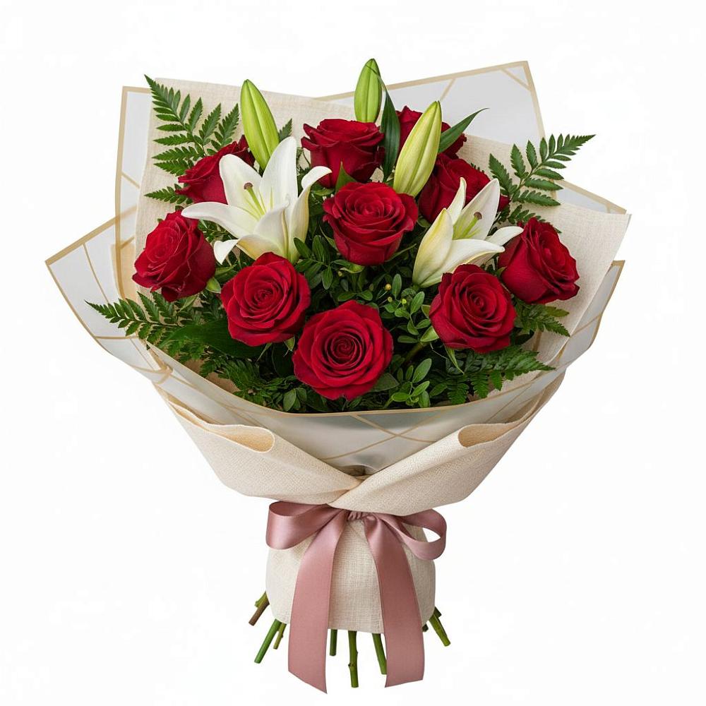 Букет цветов из: Лилии и Розы в Камское Устье