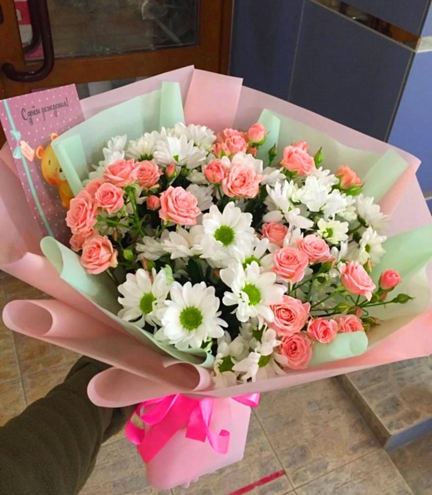 Букет цветов из: Розы и Хризантемы в Камское Устье