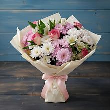 Букет цветов из:  Хризантемы, Альстромерии и Розы #REPLACE_PRED# Камское Устье