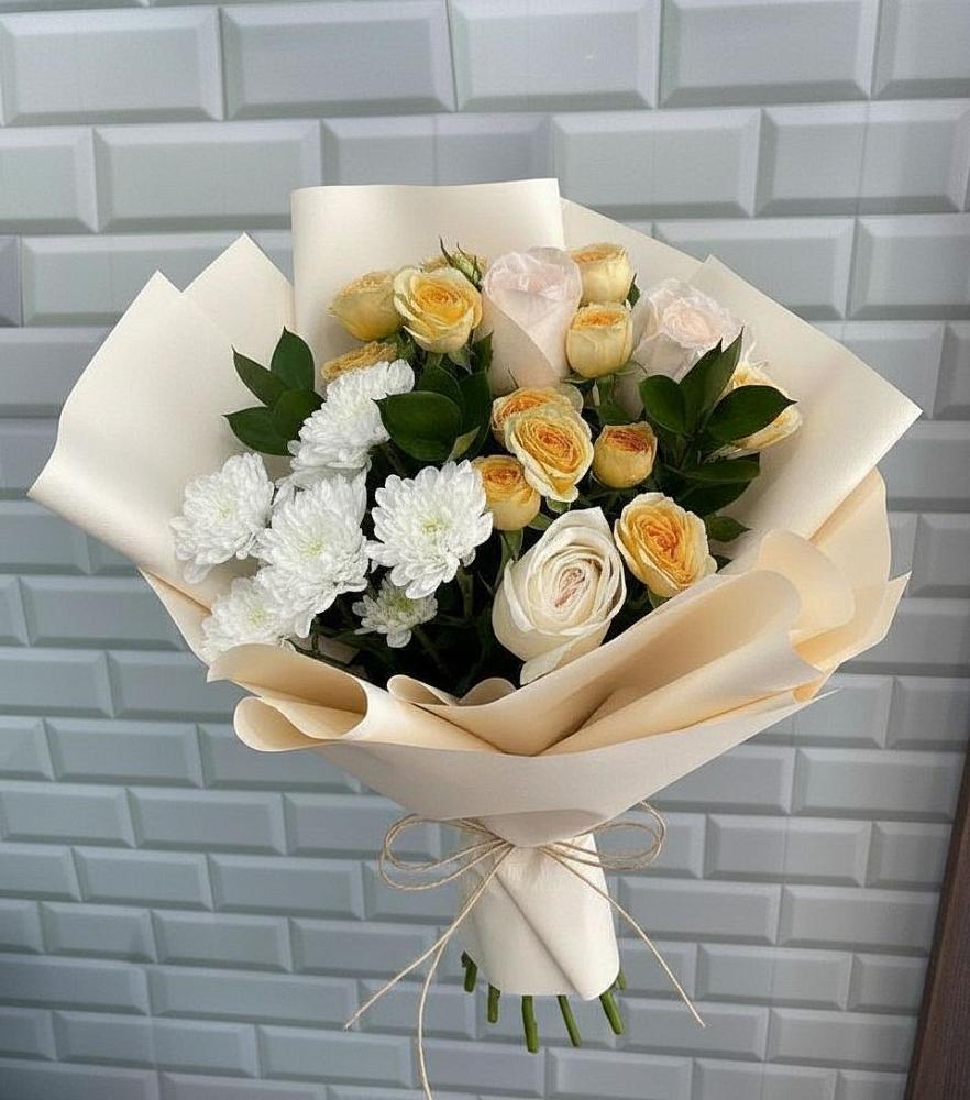 Букет цветов из: Розы и Хризантемы в Камское Устье