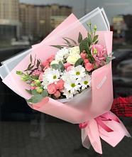 Букет цветов из:  Розы, Лизиантусы и Хризантемы в Камское Устье