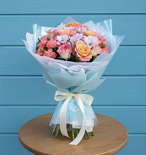 Букет цветов из:  Хризантемы и Розы в Камское Устье